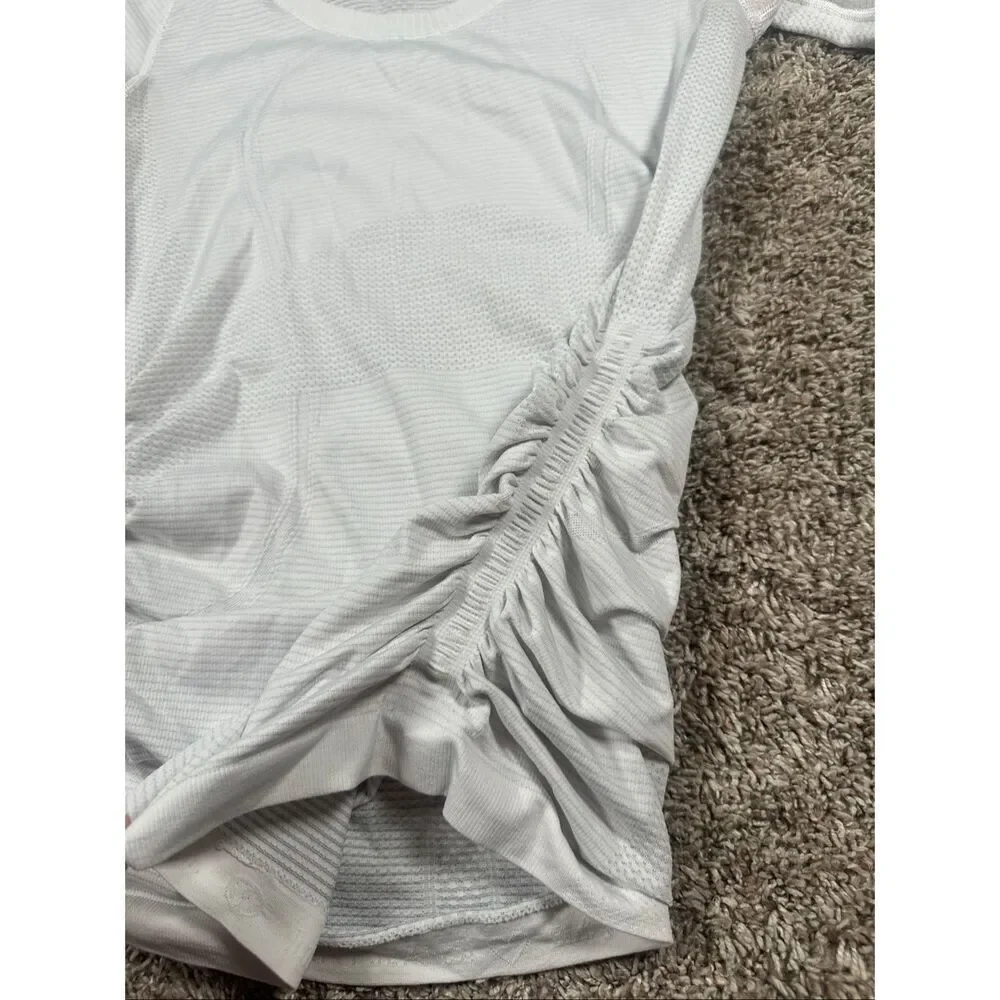 Lululemon Run: Swiftly Tech Long Sleeve Scoop *Ruched Heathered White Size 6
